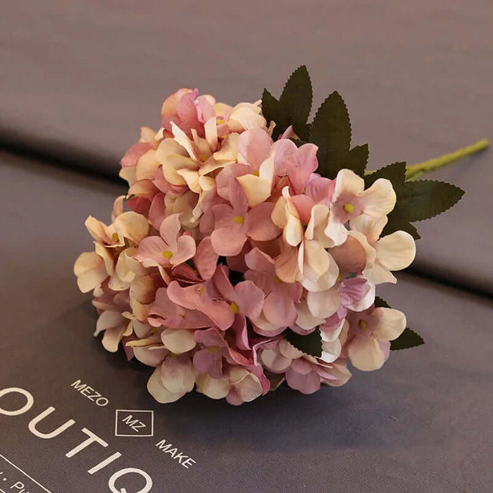 Artificial Hydrangea Floral Bunch in soft pink, ideal for weddings and home decoration.