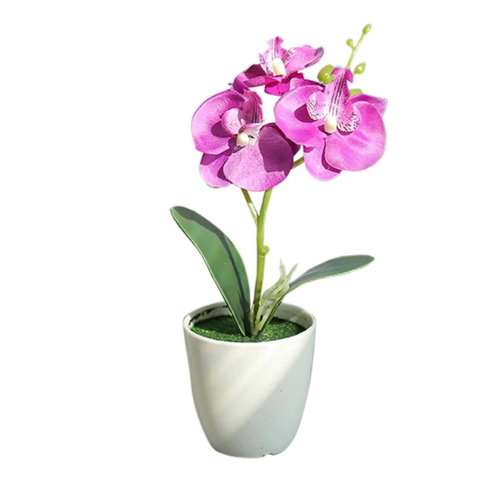 Mini UV-Resistant Potted Artificial Orchid Bright Pink D