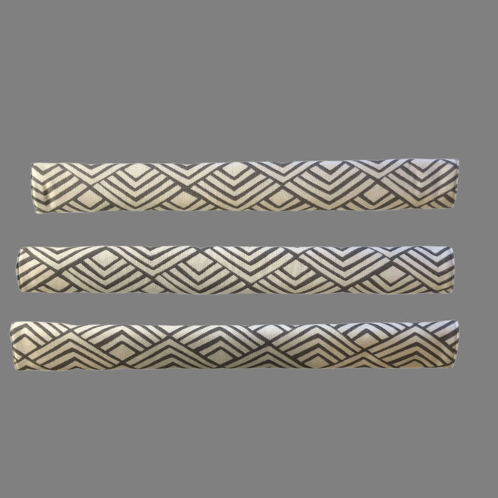 Grey Geometric to Yellow Reversible Appliance Handle Covers, stylish and protective kitchen accessory.