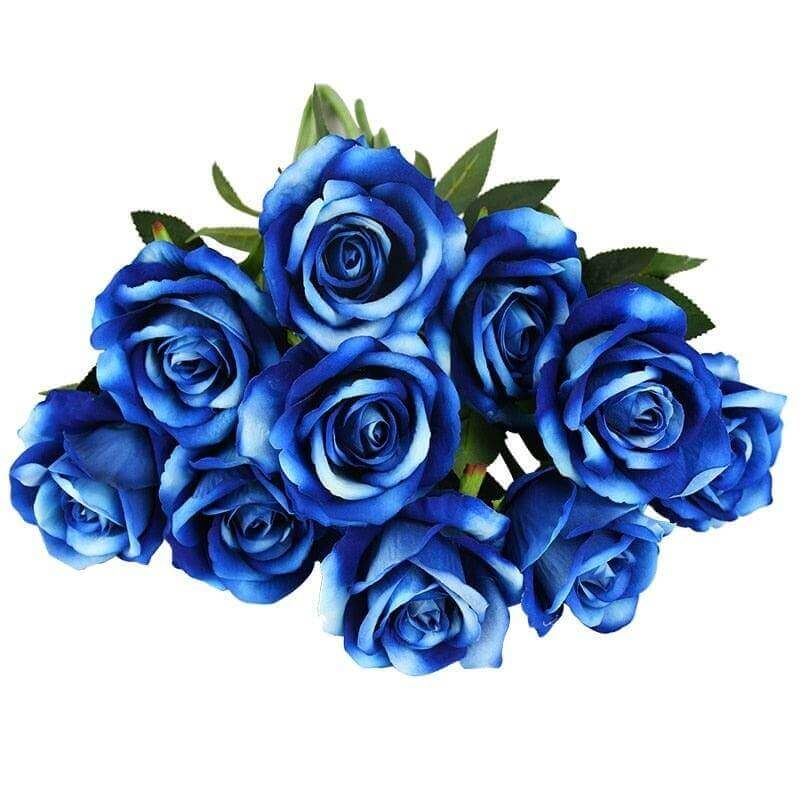 10-Pc Long-Stem Velvet Artificial Rose Bouquet