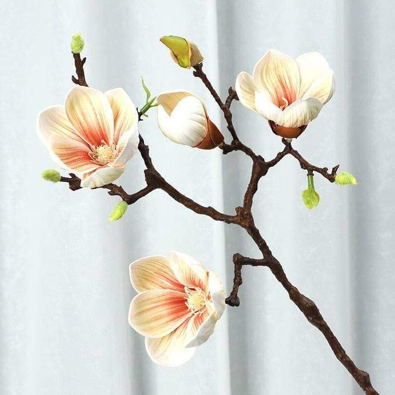 Real-Touch 4-Head Magnolia Stem No Leaves