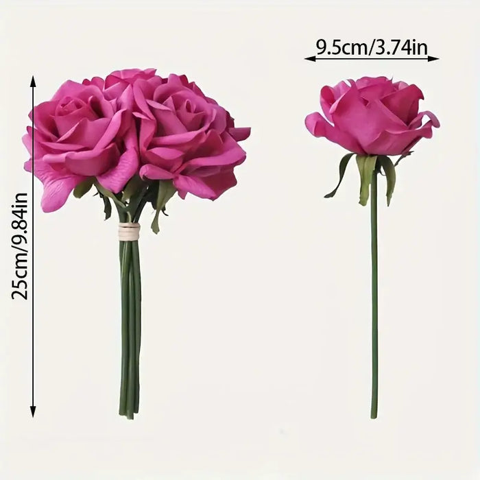 5-Head Curly Edge Real Touch Rose Bouquet Silk Rose Bouquet Modalyst