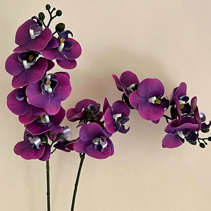 5Pc 3D Orchids: Real Touch Latex Phalaenopsis Purple