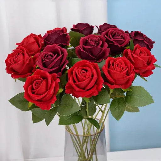 11 Pcs Flannel Artificial Rose Flower Bunch Artificial Flora NieNie