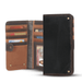 Bifold wallet grey and black leather and canvas open, featuring card slots and ID window by Vaan and Co.