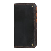 Bifold wallet grey and black Leather and Canvas with a sleek design, showcasing sturdy canvas and interior leather.