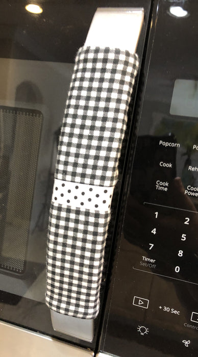 Stylish Black & White Buffalo Plaid Handle Covers for Appliances Appliance Handle Cover Kaijae Designs