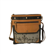 Canvas Leather Crossbody Bag - Dawn Crossbody Bag featuring sturdy canvas and leather design with multiple pockets.