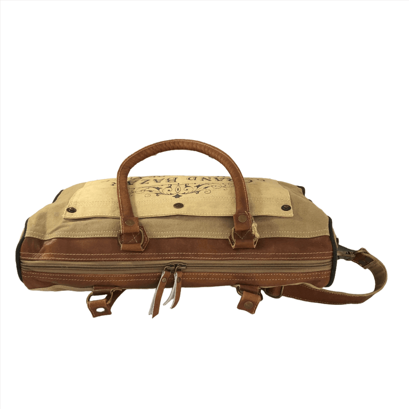 Double-Strapped Shoulder Bag - Grand Bazar featuring upcycled military tent material and stylish design.