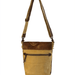 Eco-friendly canvas leather flap closure shoulder bag with a zippered back pocket.