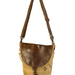 Eco-friendly canvas leather flap closure shoulder bag with adjustable strap and zippered back pocket.