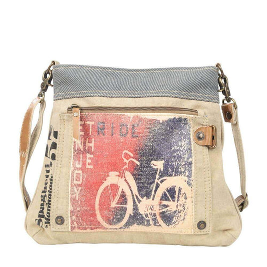Enjoy The Ride Mixed Canvas Crossbody Bag Front View