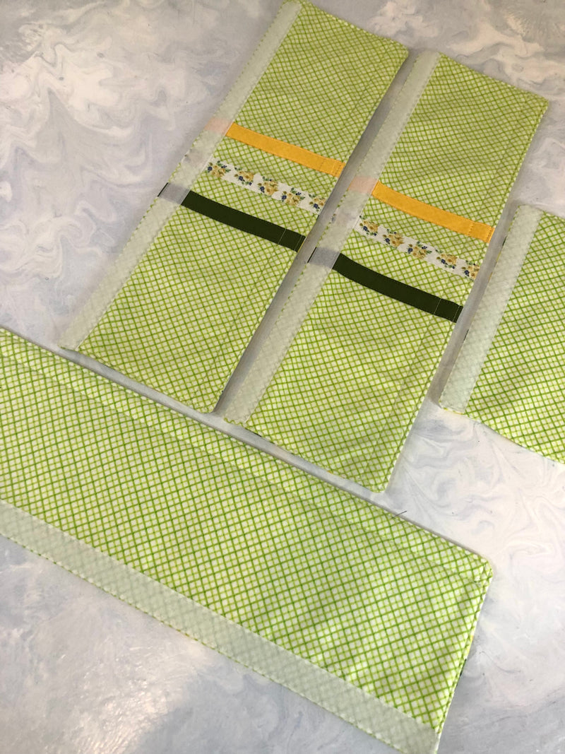 Reversible Refrigerator Handle Covers – Pastel Mint Green & Lemon Print