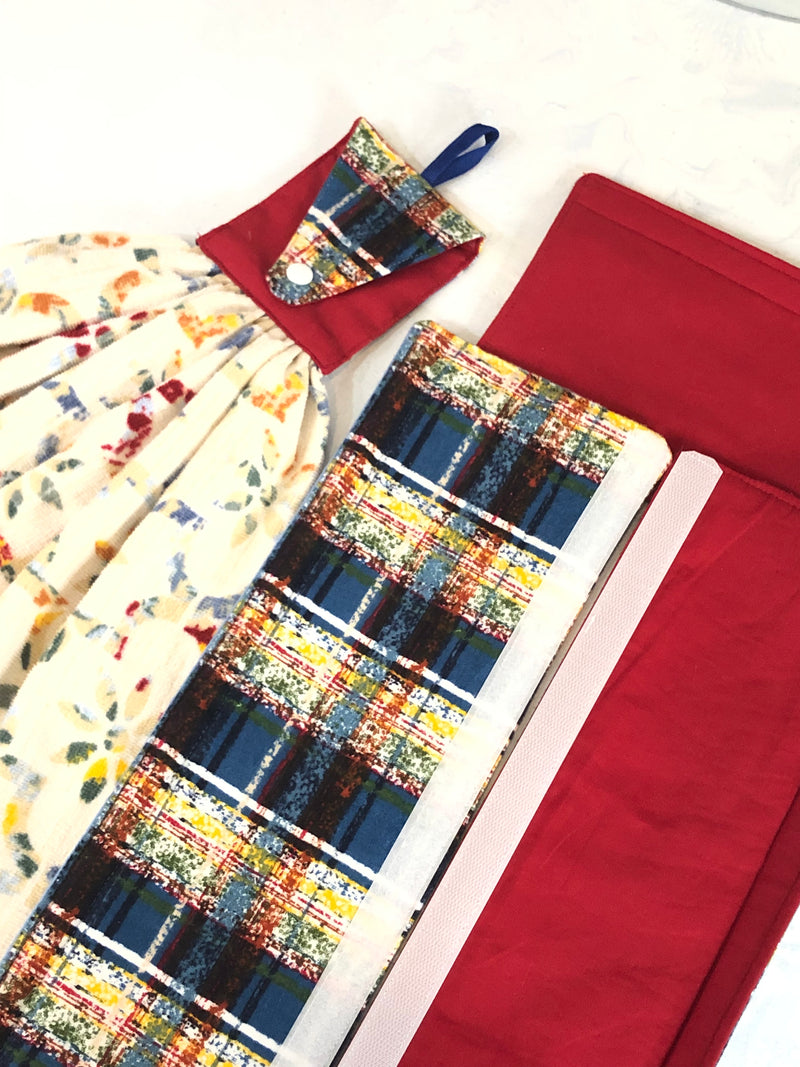 Plaid Reversible Refrigerator Door Handle Covers