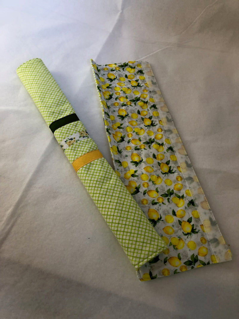 Reversible Refrigerator Handle Covers – Pastel Mint Green & Lemon Print