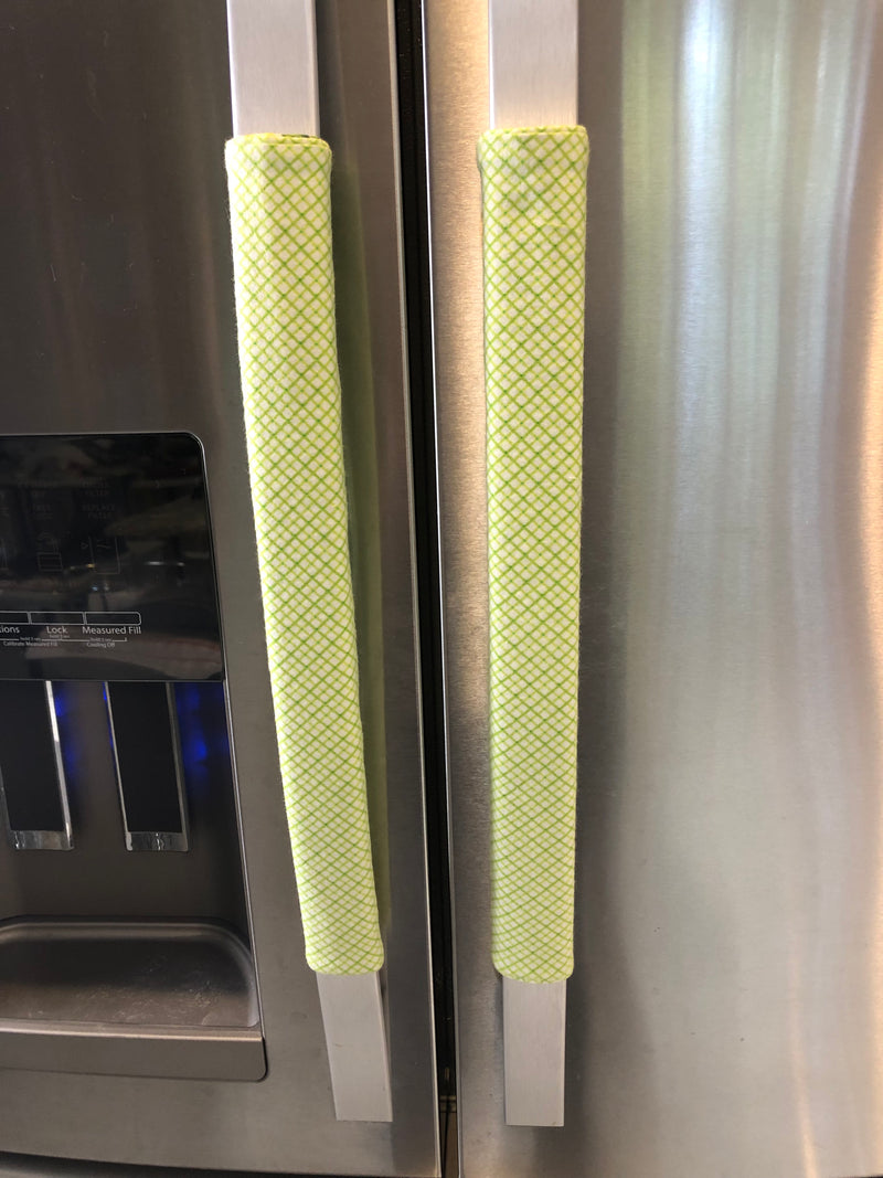 Reversible Refrigerator Handle Covers – Pastel Mint Green & Lemon Print