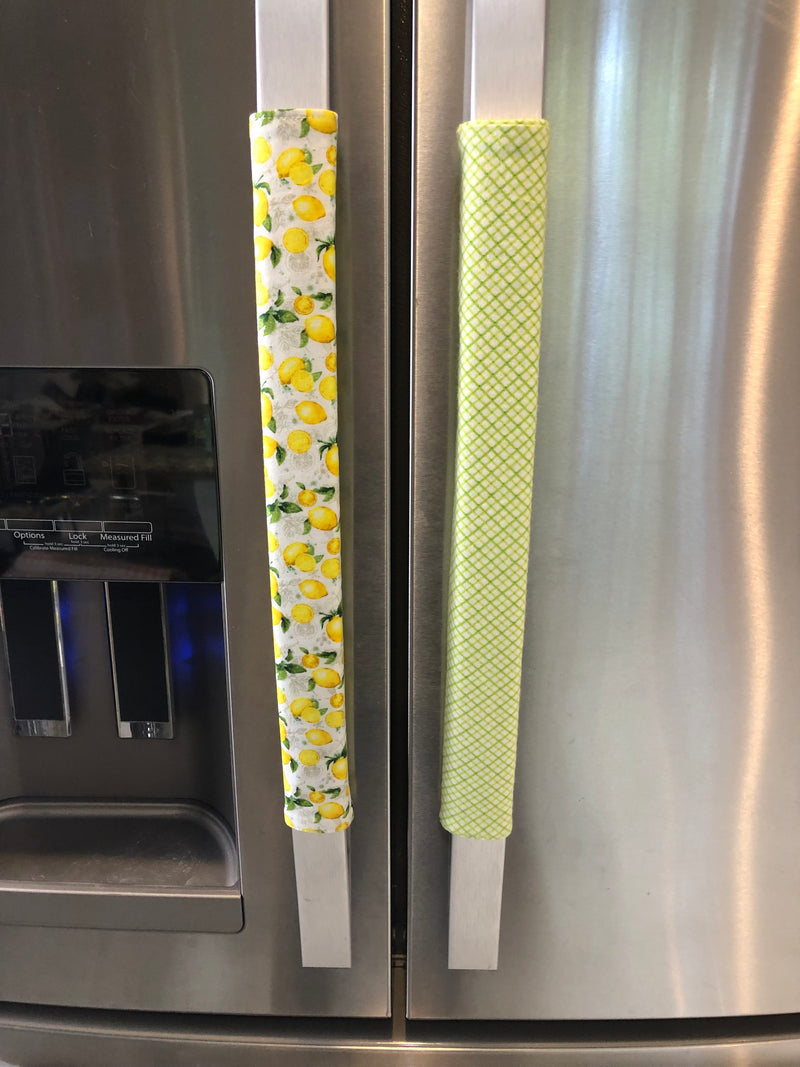 Reversible Refrigerator Handle Covers – Pastel Mint Green & Lemon Print