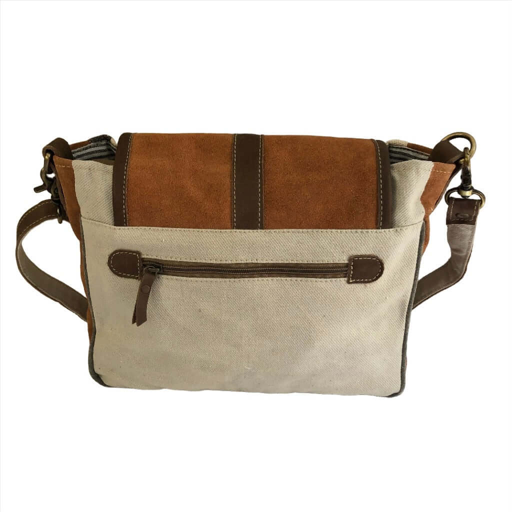 Muted Tones With Flap Closure Shoulder Bag Back Zoom