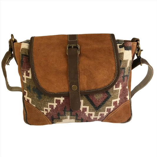 Muted Tones With Flap Closure Shoulder Bag Front Zoom