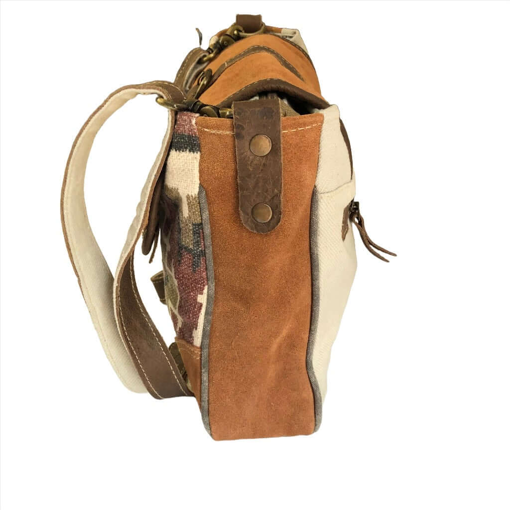 Muted Tones With Flap Closure Shoulder Bag Side View