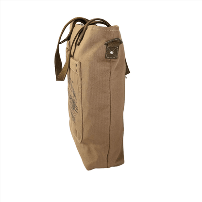 Old Log Cabin Brown Canvas Tote Side View