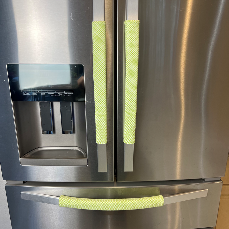 Pastel Mint Green & Lemon Print-Reversible Refrigerator Handle Covers