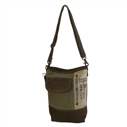 Peace And Patience Canvas Crossbody Bag Front Strap View