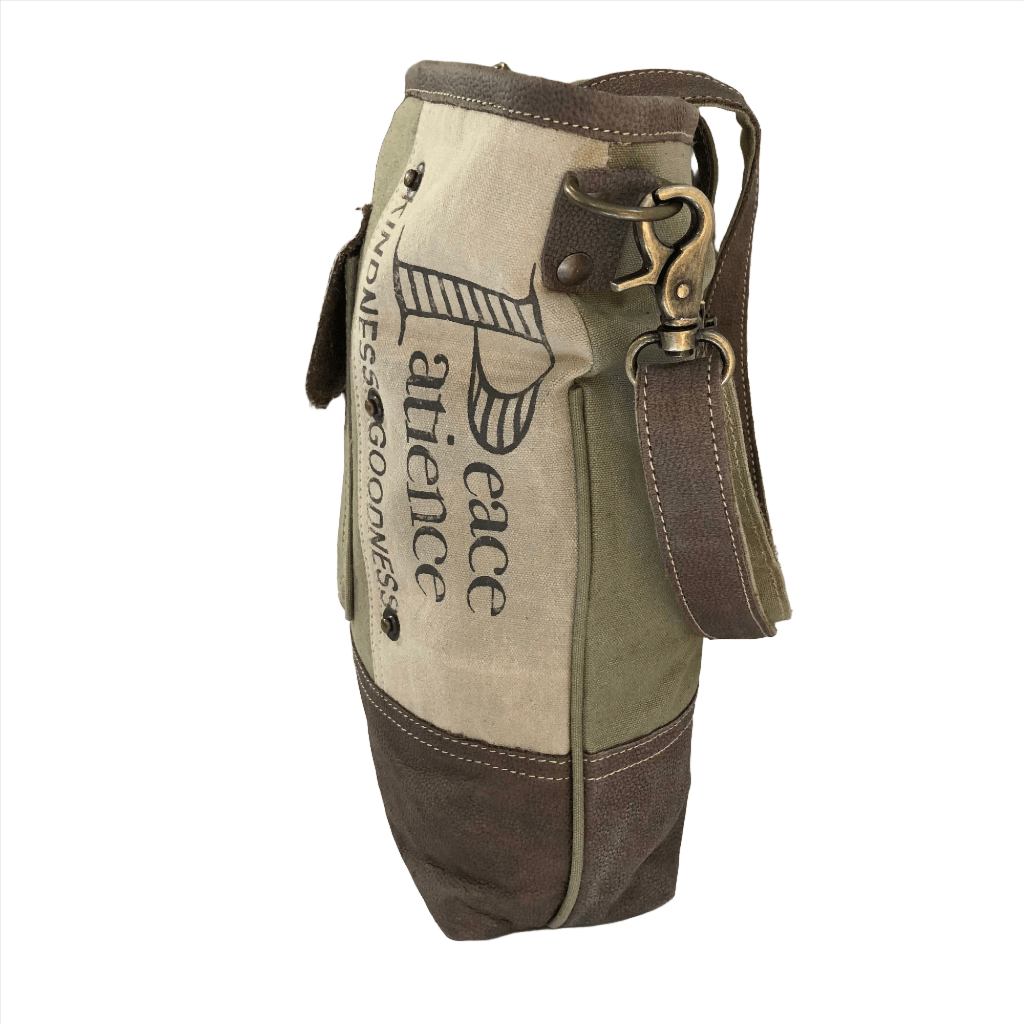 Peace And Patience Canvas Crossbody Bag Side View