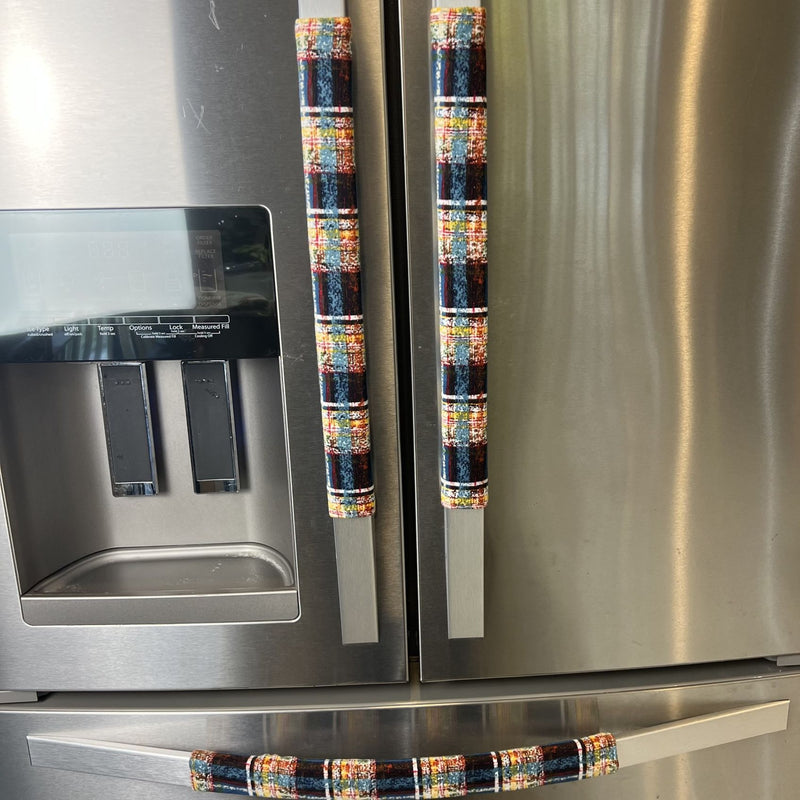 Plaid Reversible Refrigerator Door Handle Covers