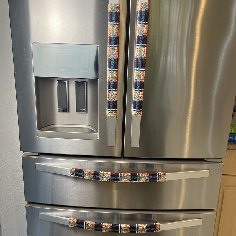 Plaid Reversible Refrigerator Door Handle Covers