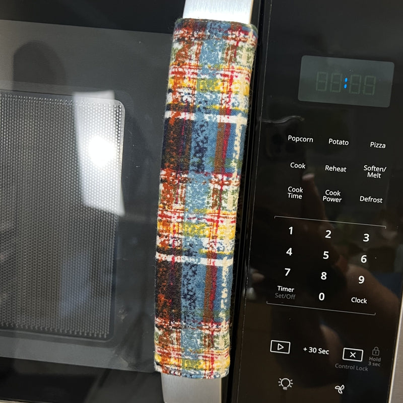 Plaid Reversible Refrigerator Door Handle Covers