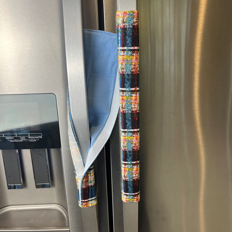 Plaid Reversible Refrigerator Door Handle Covers
