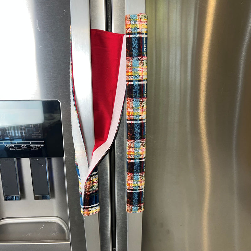 Plaid Reversible Refrigerator Door Handle Covers