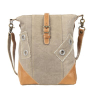 Cute Canvas Leather Crossbody Bag With Buckle featuring stylish design and adjustable strap for everyday use.