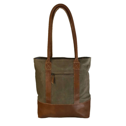 Plain Canvas Tote With Leather Trim Strap View