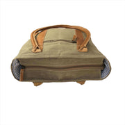 Canvas Tote Bag With Leather Trim showing the top view and spacious interior with zip pocket.