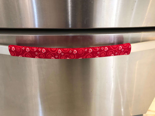 Red Heart Valentine's Motif - Durable Stainless Steel Appliance Handle Covers
