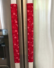 Red Heart Valentine's Motif - Durable Stainless Steel Appliance Handle Covers