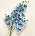 Latex Butterfly Orchid Stem with blue flowers and green buds, ideal for home decor and vase arrangements.