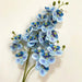 Latex Butterfly Orchid Stem with blue flowers and green buds, ideal for home decor and vase arrangements.