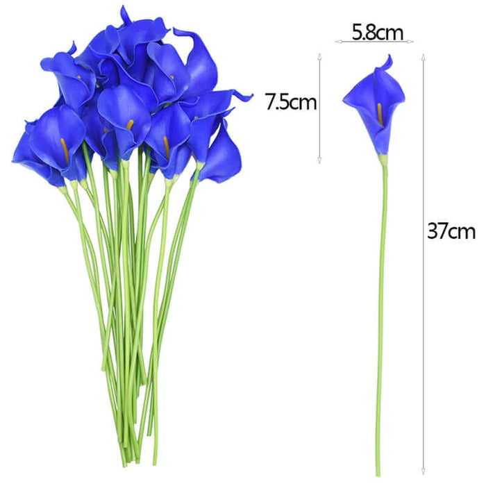 Real-touch blue calla lily artificial flowers bunch, 10 pcs, perfect for home decor and special occasions.