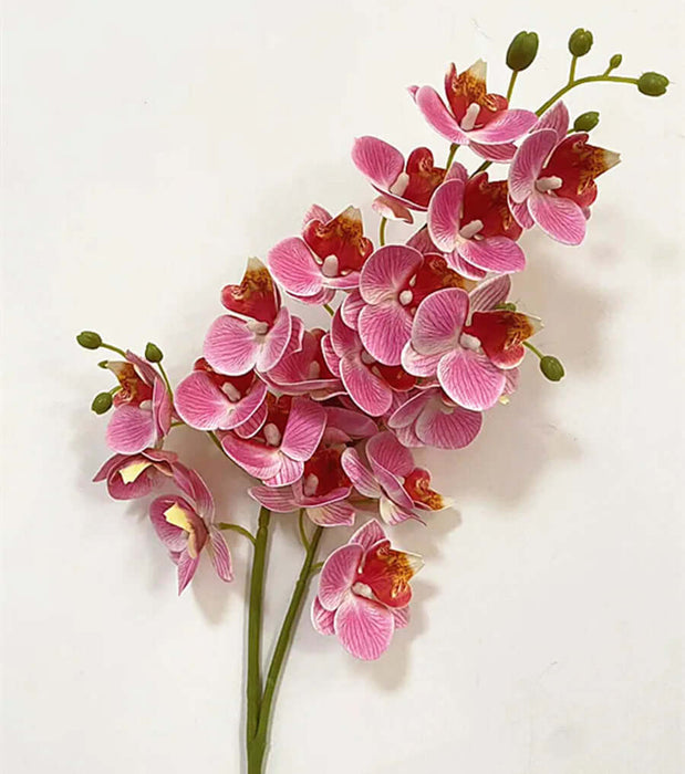 Latex Butterfly Orchid Stem with 21 realistic pink flower heads for home decor arrangement.