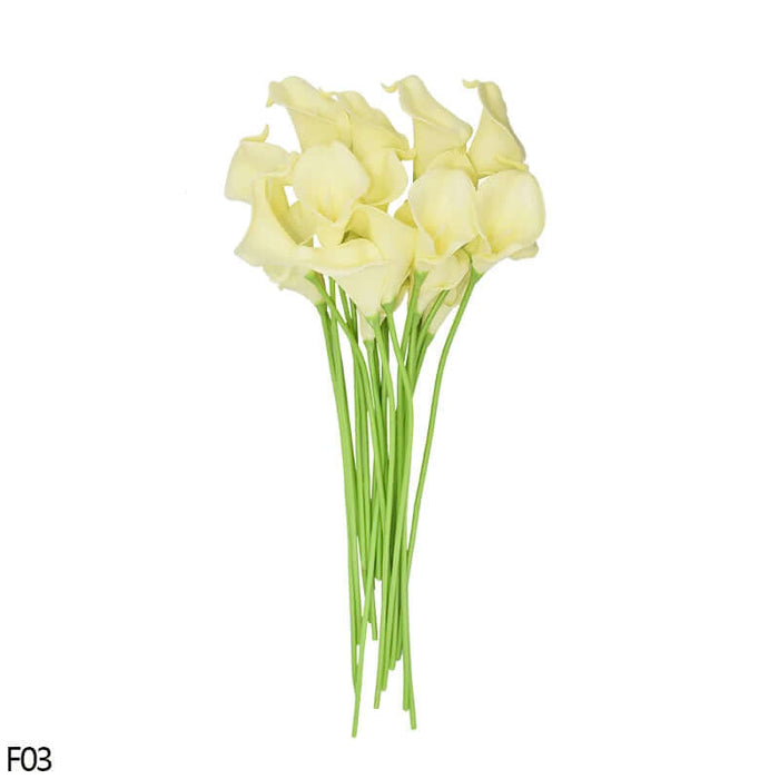 Real-touch yellow calla lily artificial flowers bunch, perfect for home decor and weddings, set of 10.