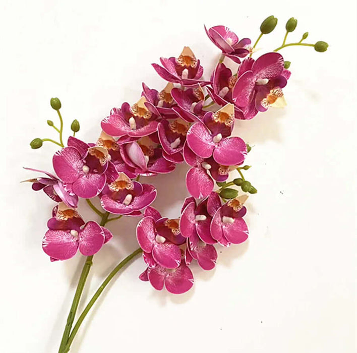 Artificial Latex Butterfly Orchid Stem with 21 realistic pink flower heads for home decor.