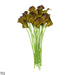 Bunch of 10 coffee colored real-touch calla lily artificial flowers on green stems for home decor and events.