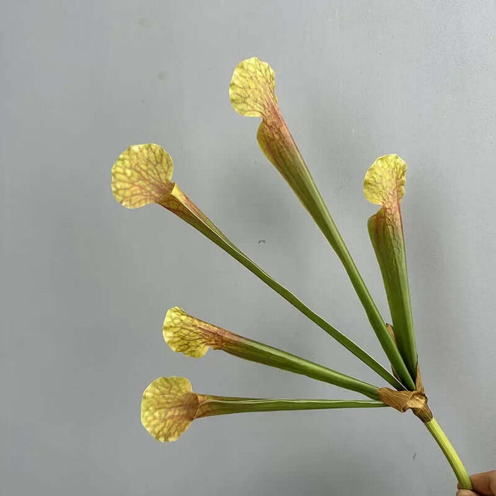 Realistic simulation nepenthes artificial plant with yellow and white flowers, perfect for home or office decor