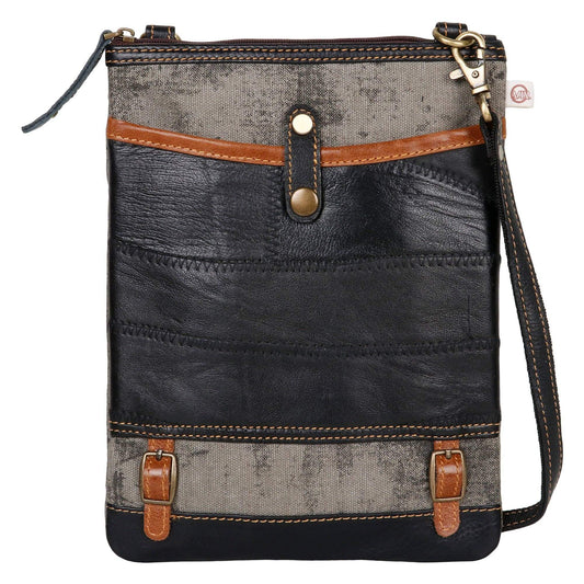Vaan & Co. Patterson Grey and Black Crossbody Bag-Front View