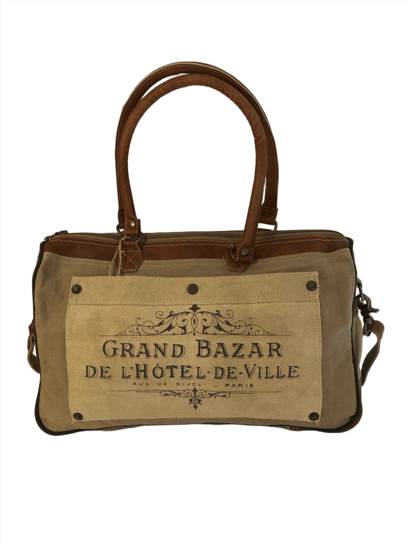 Double-Strapped Shoulder Bag - Grand Bazar made from upcycled military tents, practical and stylish for everyday use.