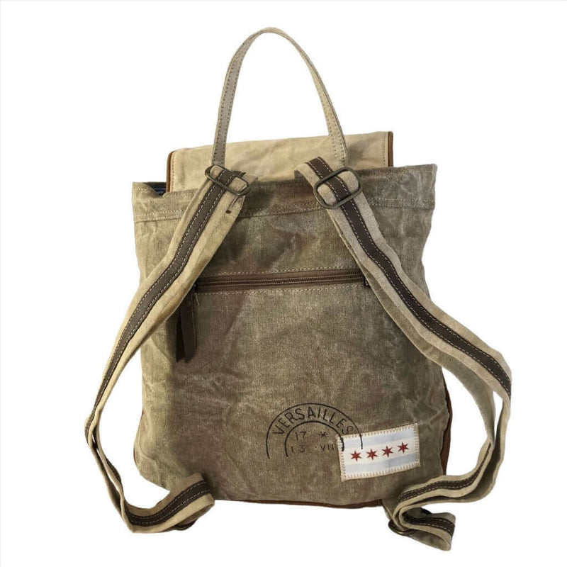 Eco-Friendly Canvas Backpack: Upcycled and Stylish made from military tents and leather.