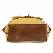 Bottom view of Eco-friendly Canvas Leather Flap Shoulder Bag showcasing durable canvas and leather materials.